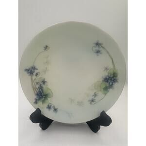 Vintage Blue & Purple Violets Bavaria Gremany Cake Or Cabinet Plate MCM